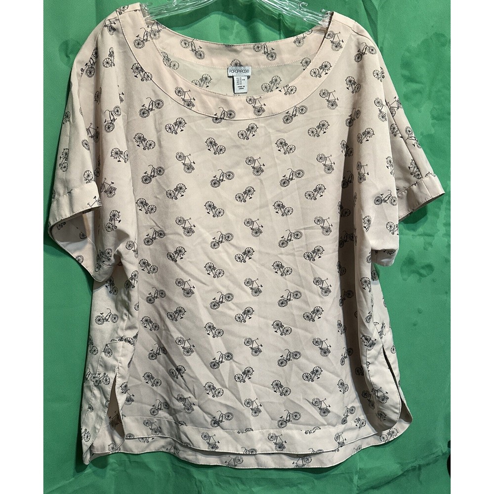 Porophrose Pink Women’s Blouse, Short Sleeve, XL